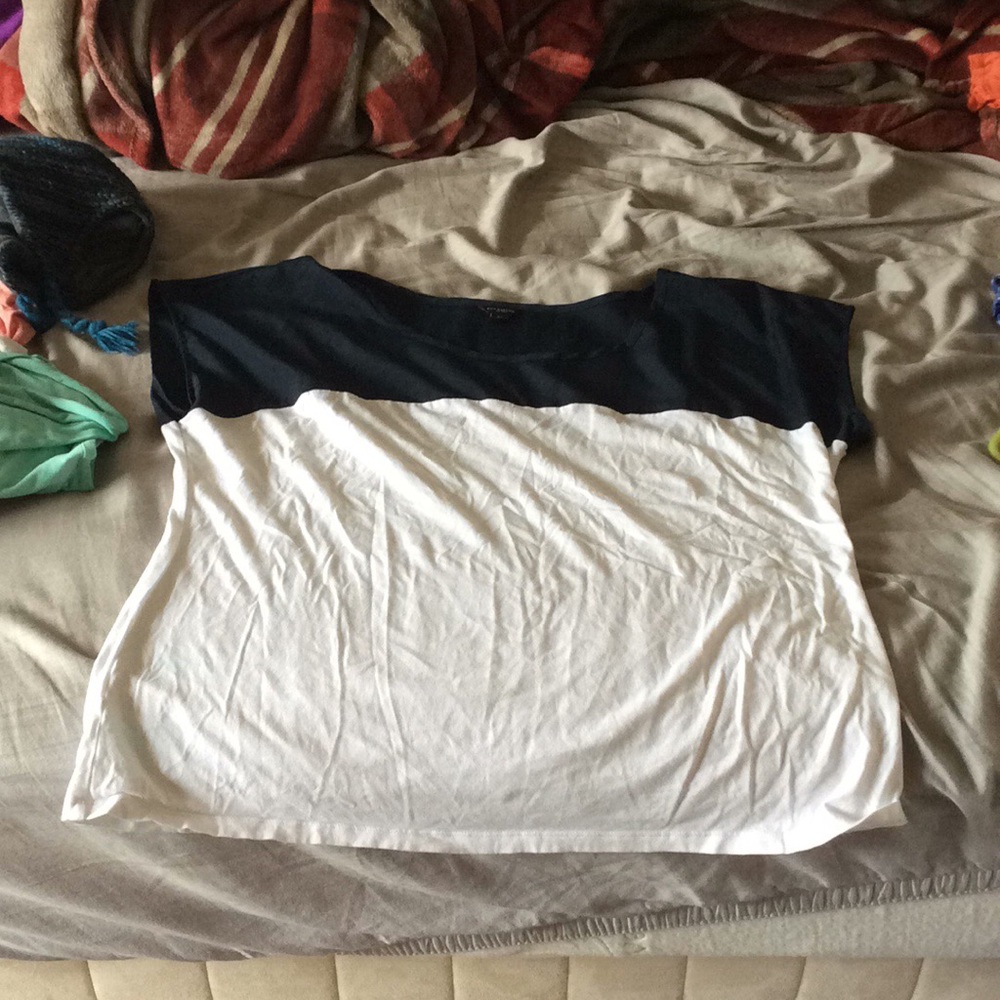 Navy blue and white Ann Taylor shirt